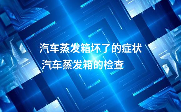 汽车蒸发箱坏了的症状 汽车蒸发箱的检查